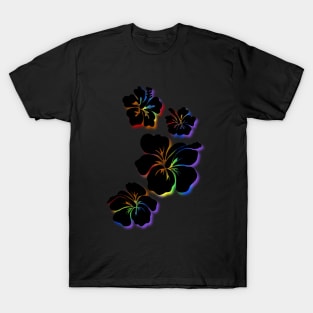 Hibiscus black with rainbow accents T-Shirt